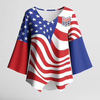 Custom United States Soccer Kimono Sleeve Blouse USA Stars and Stripes Style