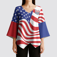 Custom United States Soccer Kimono Sleeve Blouse USA Stars and Stripes Style
