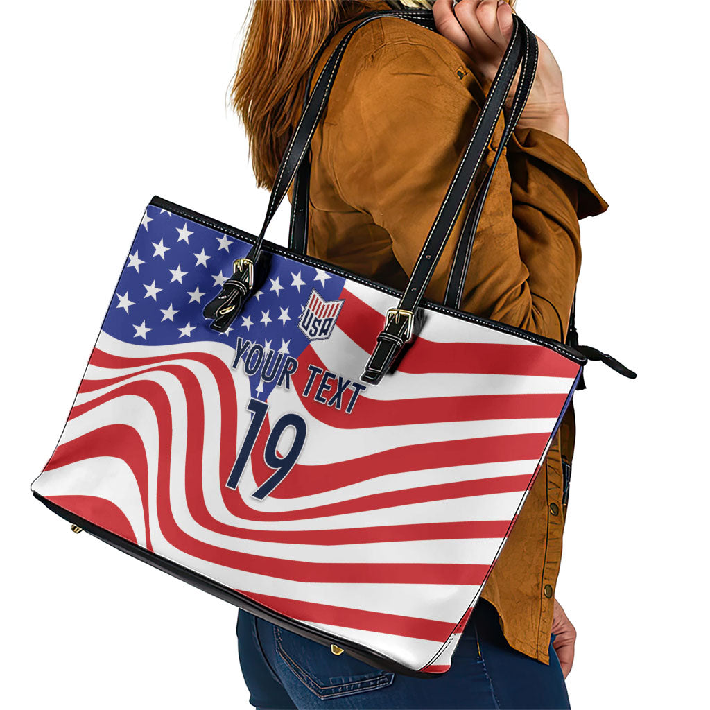 Custom United States Soccer Leather Tote Bag USA Stars and Stripes Style