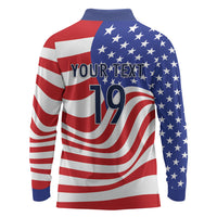 Custom United States Soccer Long Sleeve Polo Shirt USA Stars and Stripes Style