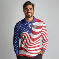 Custom United States Soccer Long Sleeve Polo Shirt USA Stars and Stripes Style
