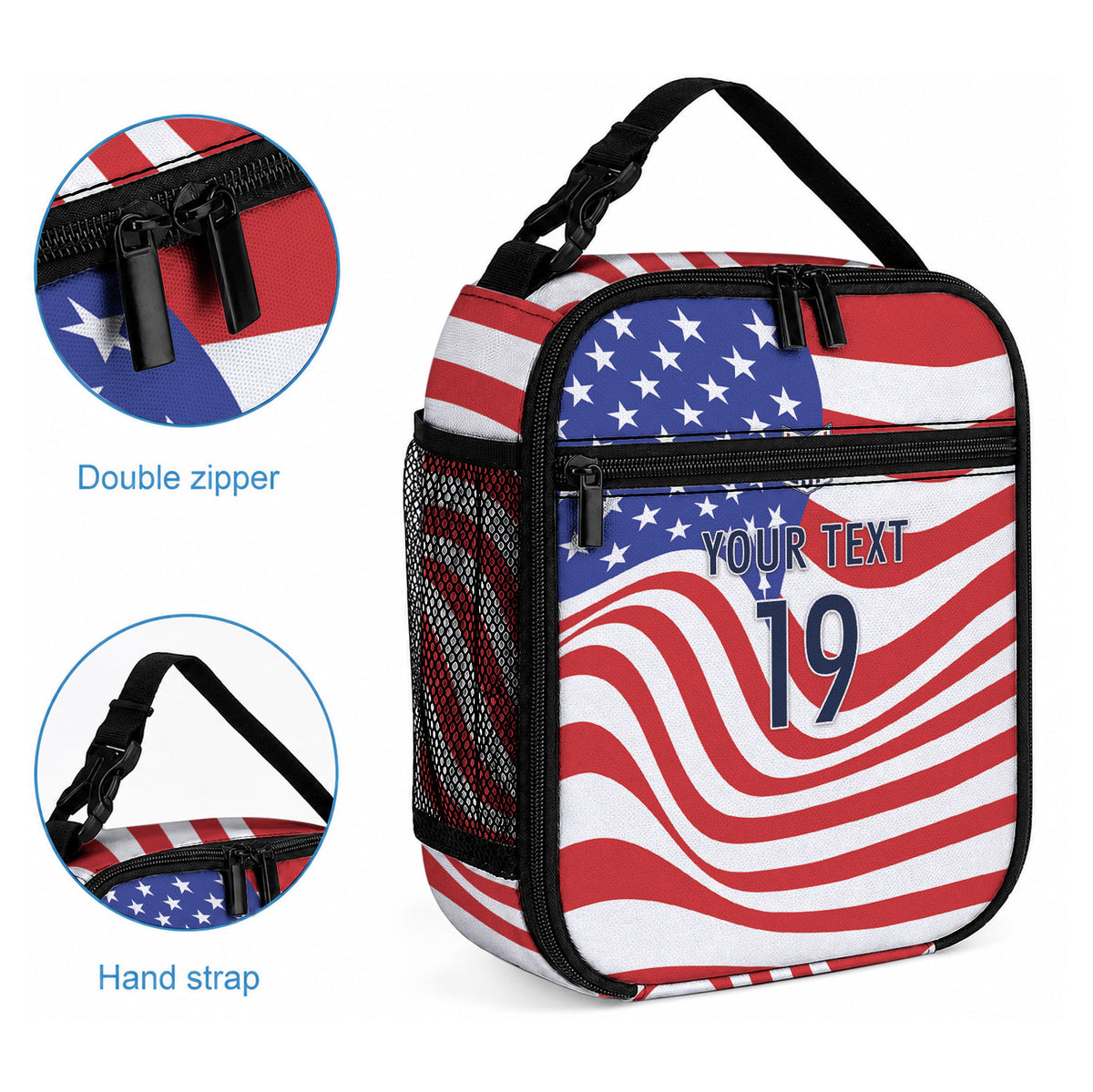 Custom United States Soccer Lunch Bag USA Stars and Stripes Style
