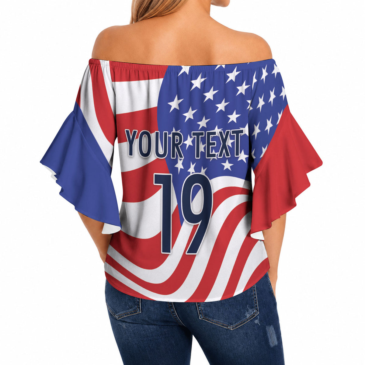 Custom United States Soccer Off Shoulder Wrap Waist Top USA Stars and Stripes Style