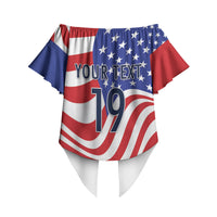 Custom United States Soccer Off Shoulder Wrap Waist Top USA Stars and Stripes Style