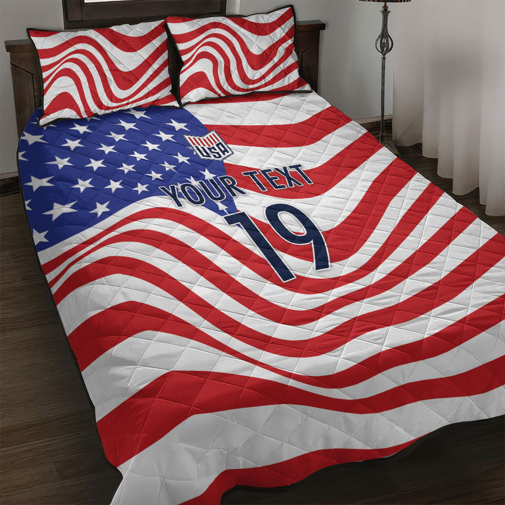 Custom United States Soccer Quilt Bed Set USA Stars and Stripes Style