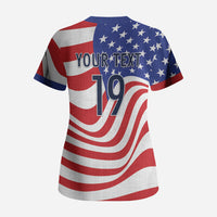 Custom United States Soccer Scrub Top USA Stars and Stripes Style