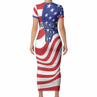 Custom United States Soccer Short Sleeve Bodycon Dress USA Stars and Stripes Style