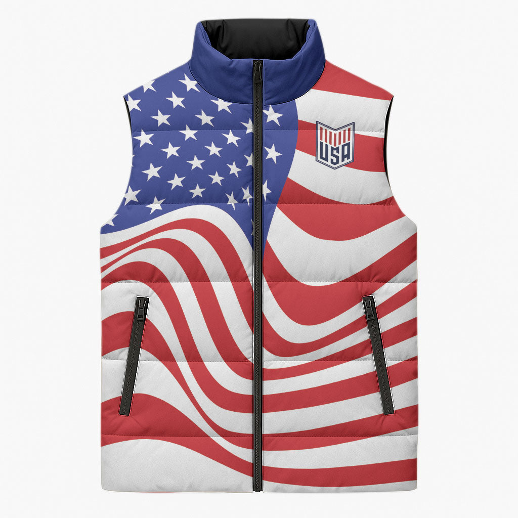 Custom United States Soccer Sleeveless Puffer Jacket USA Stars and Stripes Style