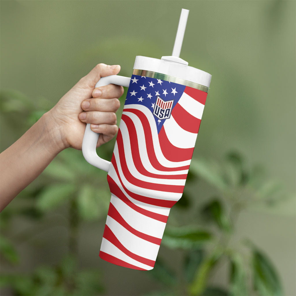 Custom United States Soccer Tumbler With Handle USA Stars and Stripes Style