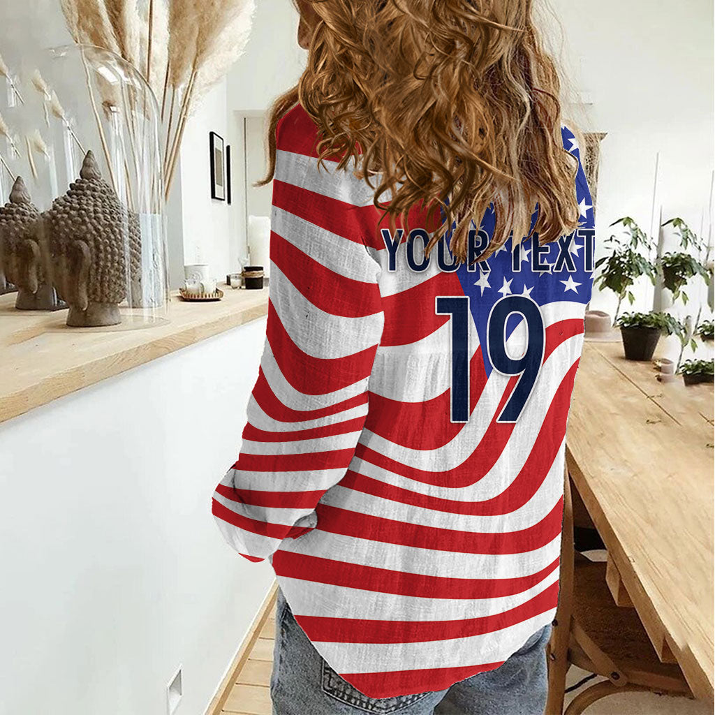 Custom United States Soccer Women Casual Shirt USA Stars and Stripes Style