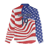 Custom United States Soccer Women Casual Shirt USA Stars and Stripes Style