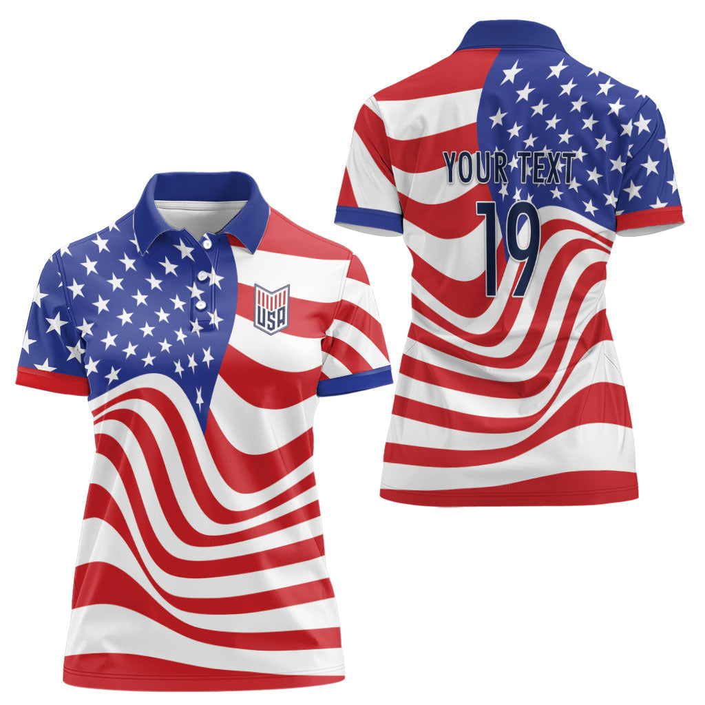 Custom United States Soccer Women Polo Shirt USA Stars and Stripes Style