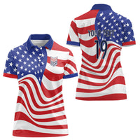 Custom United States Soccer Women Polo Shirt USA Stars and Stripes Style