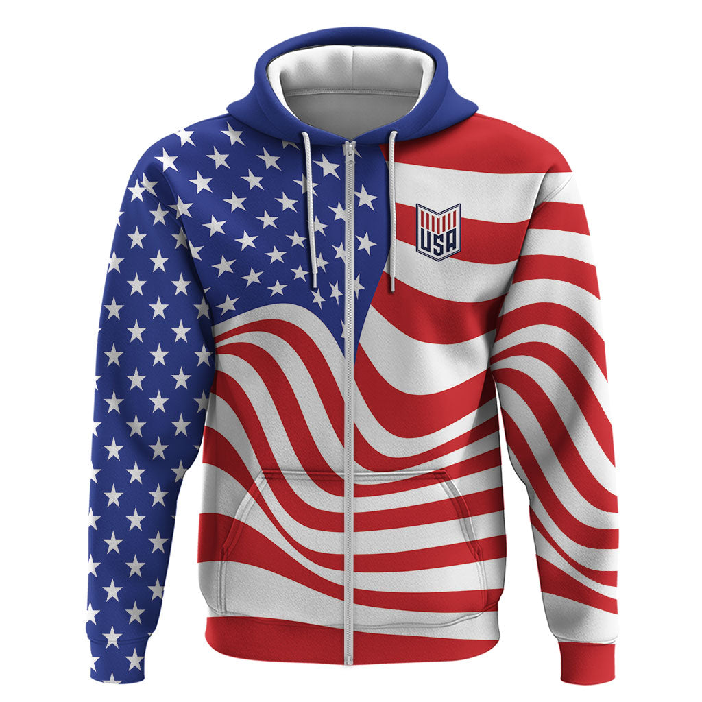 Custom United States Soccer Zip Hoodie USA Stars and Stripes Style