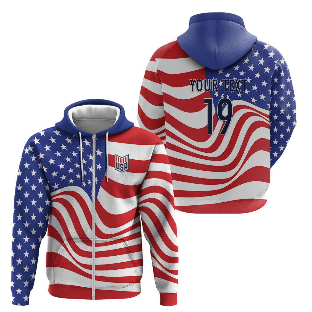 Custom United States Soccer Zip Hoodie USA Stars and Stripes Style