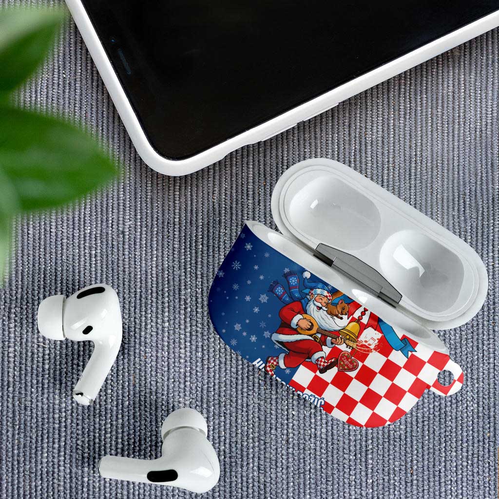 Funny Croatia Ugly Christmas AirPods Case Checkerboard Flag Santa Zagreb Design - Wonder Print Shop