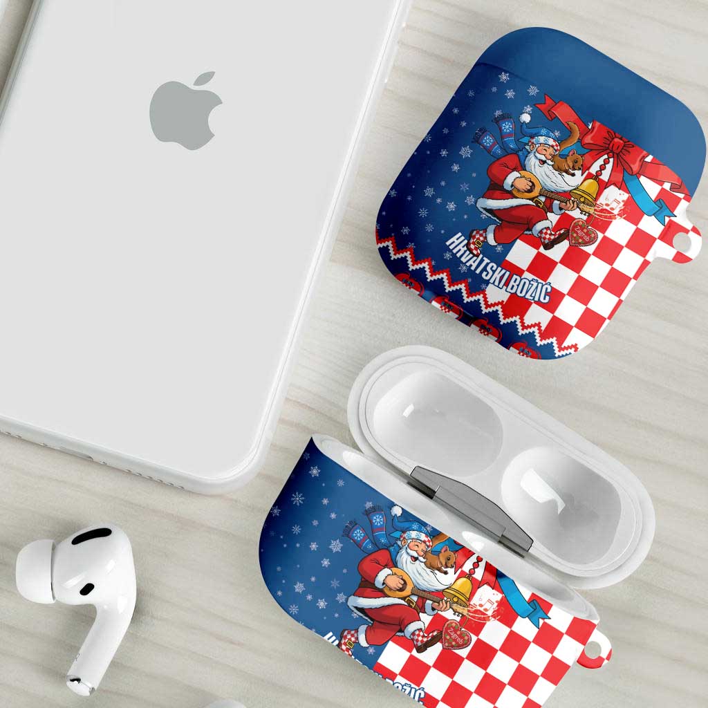 Funny Croatia Ugly Christmas AirPods Case Checkerboard Flag Santa Zagreb Design - Wonder Print Shop