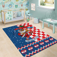 Funny Croatia Ugly Christmas Area Rug Checkerboard Flag Santa Zagreb Design - Wonder Print Shop