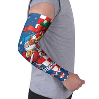Funny Croatia Ugly Christmas Arm Sleeves Checkerboard Flag Santa Zagreb Design - Wonder Print Shop