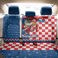 Funny Croatia Ugly Christmas Back Car Seat Cover Checkerboard Flag Santa Zagreb Design - Wonder Print Shop