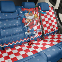 Funny Croatia Ugly Christmas Back Car Seat Cover Checkerboard Flag Santa Zagreb Design - Wonder Print Shop