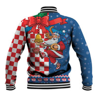 Funny Croatia Ugly Christmas Baseball Jacket Checkerboard Flag Santa Zagreb Design - Wonder Print Shop