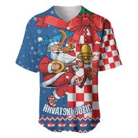 Funny Croatia Ugly Christmas Baseball Jersey Checkerboard Flag Santa Zagreb Design - Wonder Print Shop