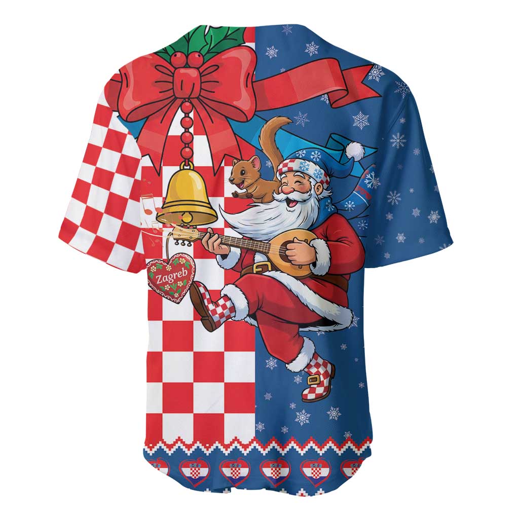 Funny Croatia Ugly Christmas Baseball Jersey Checkerboard Flag Santa Zagreb Design - Wonder Print Shop