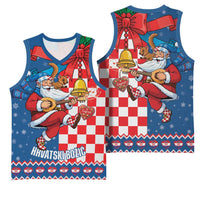 Funny Croatia Ugly Christmas Basketball Jersey Checkerboard Flag Santa Zagreb Design - Wonder Print Shop