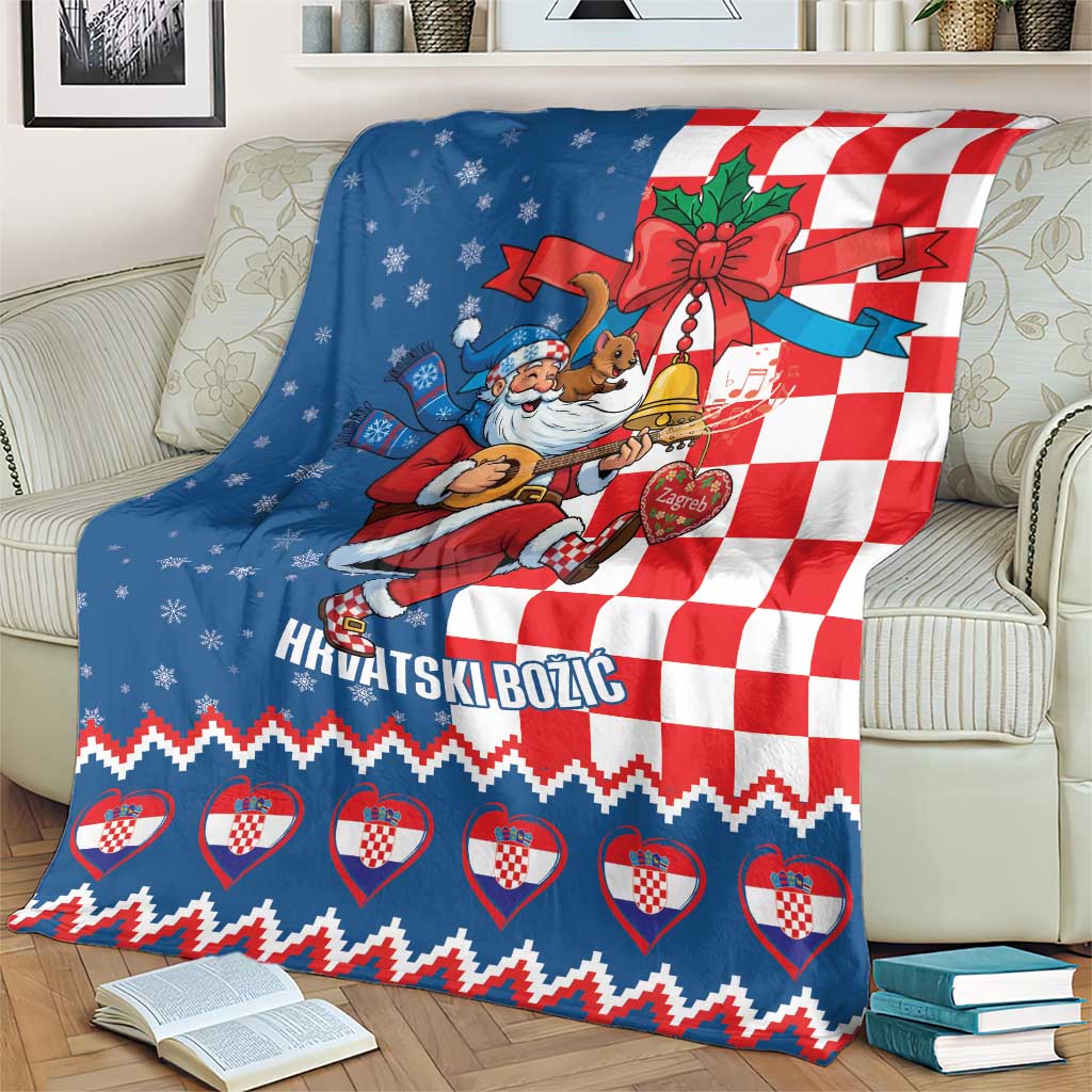 Funny Croatia Ugly Christmas Blanket Checkerboard Flag Santa Zagreb Design - Wonder Print Shop