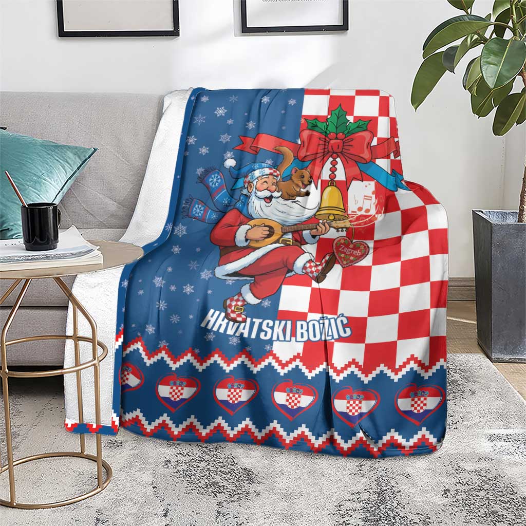 Funny Croatia Ugly Christmas Blanket Checkerboard Flag Santa Zagreb Design - Wonder Print Shop