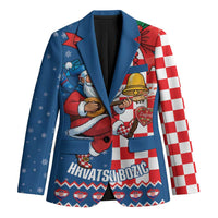 Funny Croatia Ugly Christmas Blazer Checkerboard Flag Santa Zagreb Design - Wonder Print Shop