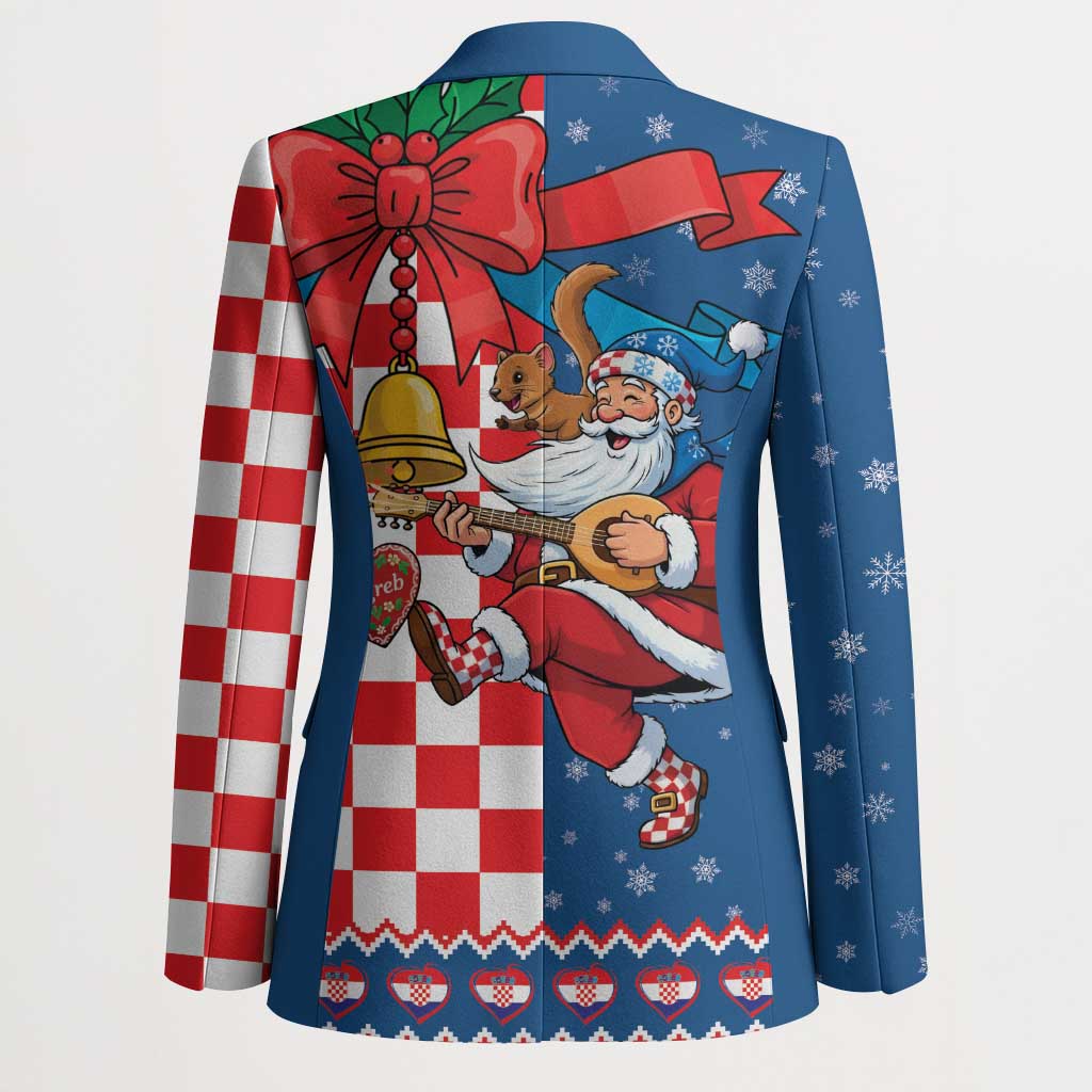 Funny Croatia Ugly Christmas Blazer Checkerboard Flag Santa Zagreb Design - Wonder Print Shop