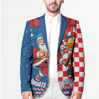 Funny Croatia Ugly Christmas Blazer Checkerboard Flag Santa Zagreb Design - Wonder Print Shop