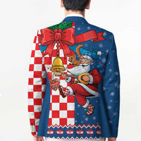 Funny Croatia Ugly Christmas Blazer Checkerboard Flag Santa Zagreb Design - Wonder Print Shop