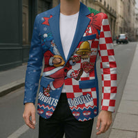 Funny Croatia Ugly Christmas Blazer Checkerboard Flag Santa Zagreb Design - Wonder Print Shop