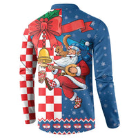 Funny Croatia Ugly Christmas Button Sweatshirt Checkerboard Flag Santa Zagreb Design - Wonder Print Shop
