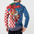 Funny Croatia Ugly Christmas Button Sweatshirt Checkerboard Flag Santa Zagreb Design - Wonder Print Shop