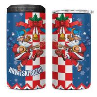 Funny Croatia Ugly Christmas 4 in 1 Can Cooler Tumbler Checkerboard Flag Santa Zagreb Design - Wonder Print Shop