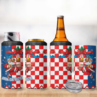 Funny Croatia Ugly Christmas 4 in 1 Can Cooler Tumbler Checkerboard Flag Santa Zagreb Design - Wonder Print Shop