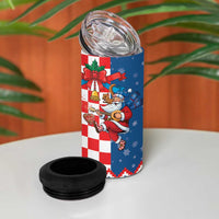 Funny Croatia Ugly Christmas 4 in 1 Can Cooler Tumbler Checkerboard Flag Santa Zagreb Design - Wonder Print Shop