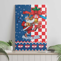 Funny Croatia Ugly Christmas Canvas Wall Art Checkerboard Flag Santa Zagreb Design - Wonder Print Shop
