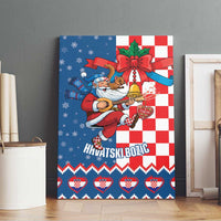 Funny Croatia Ugly Christmas Canvas Wall Art Checkerboard Flag Santa Zagreb Design - Wonder Print Shop