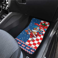 Funny Croatia Ugly Christmas Car Mats Checkerboard Flag Santa Zagreb Design - Wonder Print Shop