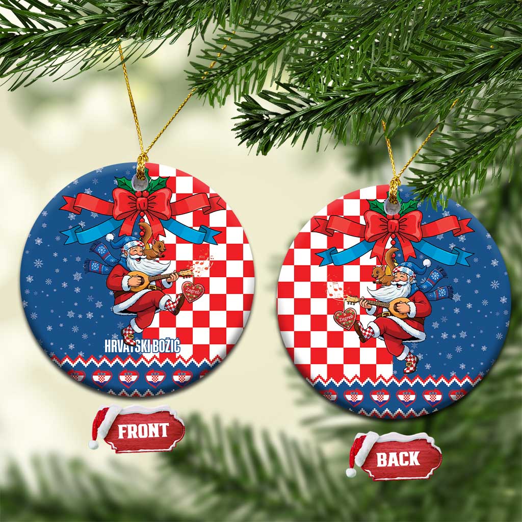 Funny Croatia Ugly Christmas Ceramic Ornament Checkerboard Flag Santa Zagreb Design - Wonder Print Shop
