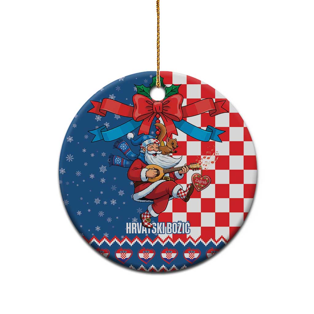 Funny Croatia Ugly Christmas Ceramic Ornament Checkerboard Flag Santa Zagreb Design - Wonder Print Shop