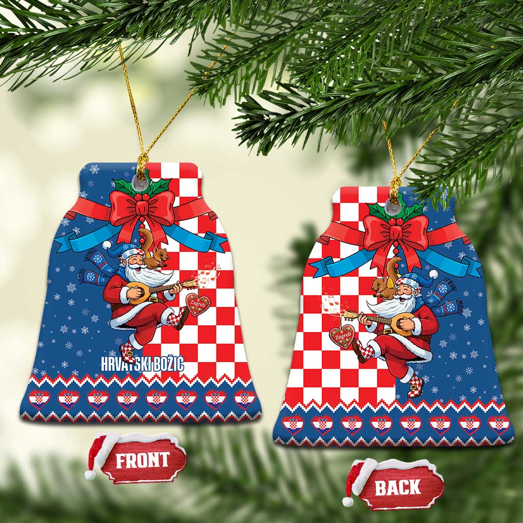 Funny Croatia Ugly Christmas Ceramic Ornament Checkerboard Flag Santa Zagreb Design - Wonder Print Shop