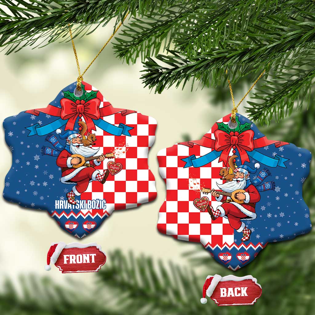 Funny Croatia Ugly Christmas Ceramic Ornament Checkerboard Flag Santa Zagreb Design - Wonder Print Shop
