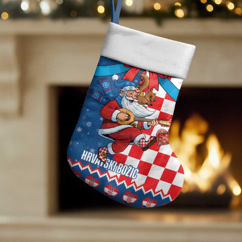 Funny Croatia Ugly Christmas Stocking Checkerboard Flag Santa Zagreb Design - Wonder Print Shop