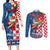 Funny Croatia Ugly Christmas Couples Matching Long Sleeve Bodycon Dress and Long Sleeve Button Shirt Checkerboard Flag Santa Zagreb Design - Wonder Print Shop